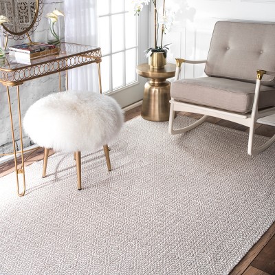 Taupe Geometric Cotton Hand Loomed 6' x 9' Area Rug