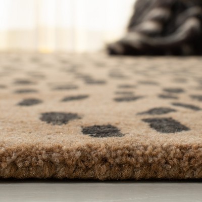 Handmade Tufted Beige and Brown Wool Square Rug