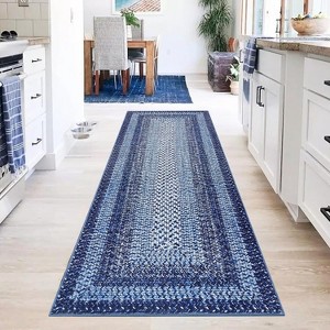 Modern Washable Area Rug, Non Slip Indoor Print Mat For Living Room Bedroom Dining Room Kitchen Enterway, Low Pile Stain Resistant Foldable Carpet - 1 of 4