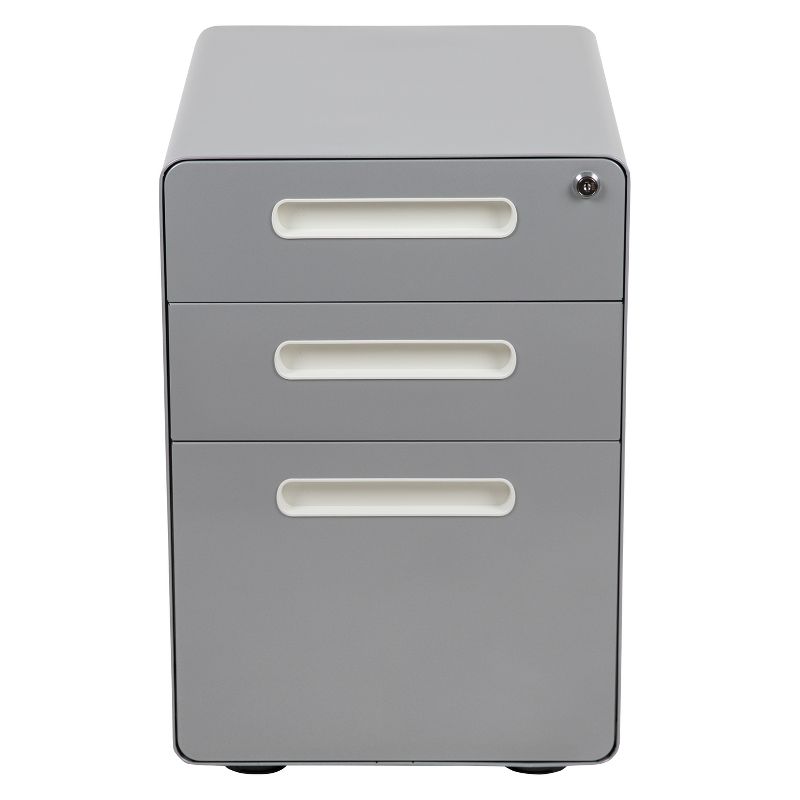 Flash Furniture Ergonomic 3-Drawer Mobile Locking Filing Cabinet with Anti-Tilt Mechanism and Hanging Drawer for Legal & Letter Files, 4 of 14
