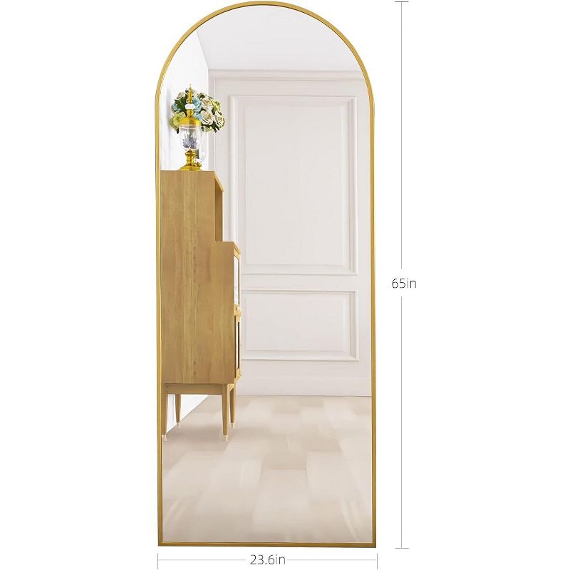 Muselady Large Arch Mirror Full Length,65"x22" Oversize Rectangle With Arch-Crowned Top with Tempered Glass Leaning Floor Mirrors-The Pop Home, 5 of 9