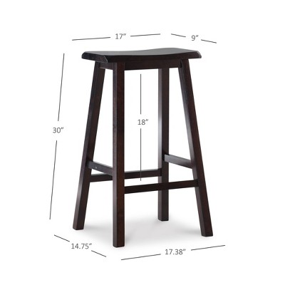 Transitional 29" Saddle Seat Dark Brown Wooden Stool