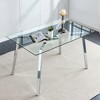 Gulches Modern Minimalist Rectangular Glass Dining Table 4-6 People Tempered Glass Top Plated Metal Legs Writing Desk Kitchen Living Room - 3 of 4