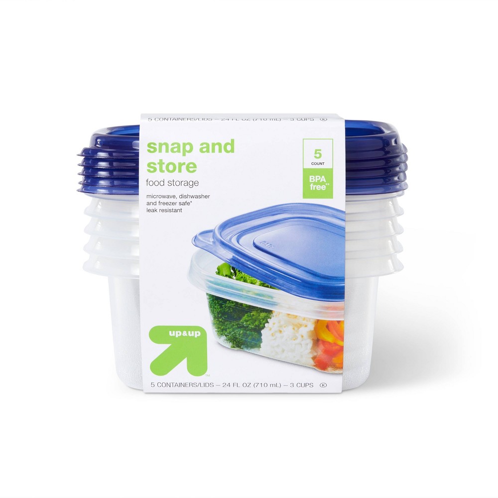 Snap and Store Small Rectangle Food Storage Container - 5ct/24 fl oz - up & up™