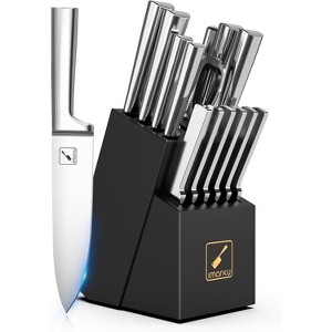 Knife Set-15PCS Kitchen Knife Set Japenese High Carbon Stainless Steel Knives Set, Dishwasher Safe Knife Block Set, Black - 1 of 4