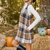 Women's Plaid Brown V-Neck Sleeveless Mini Dress - Cupshe - 2 of 4