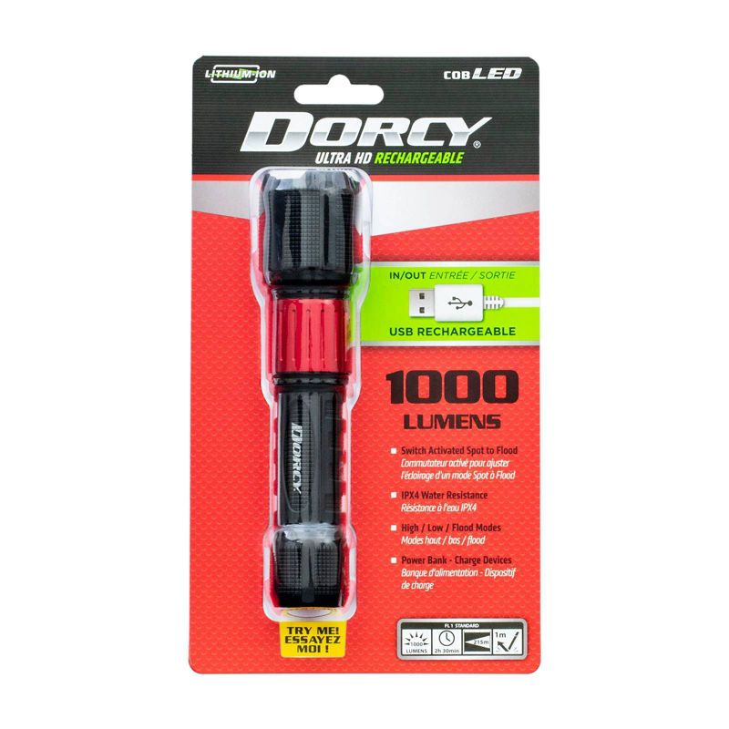 Dorcy 1000 Lumens USB Rechargeable LED Flashlight Power Bank, 1 of 8