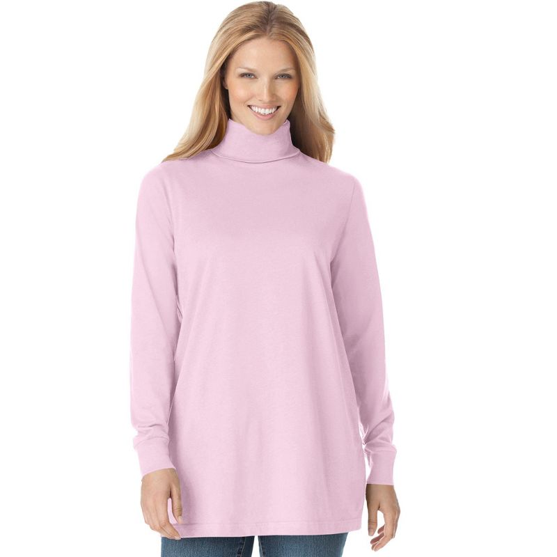 Woman Within Women's Plus Size Perfect Long-Sleeve Turtleneck Tee, 1 of 2