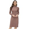 Womens Turtleneck Sweater Dress Slim Fit Long Sleeve Bodycon Ribbed Knit Sweater Dress Midi Sweater Dress - 2 of 4