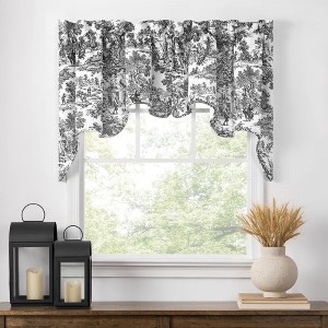 Ellis Curtain Victoria Park Toile High Quality Classic Print Swag Lined Empress Window Valance - 2-Piece - 70 x28", Black - 1 of 3