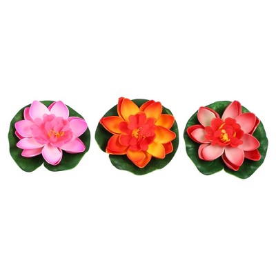 Unique Bargains Artificial Lotus Flower for Garden Ponds Pool Decoration 3 Pcs