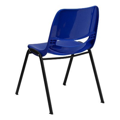 Hercules 440 lb Navy Ergonomic Shell Stack Chair with Black Metal Frame