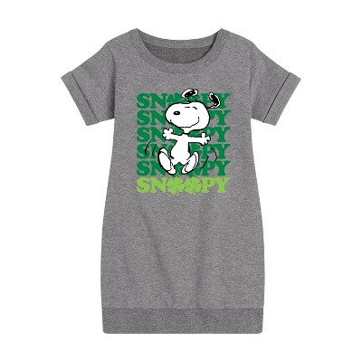 - Peanuts - Snoopy Clover Dance Graphic Short Sleeve Fleece Dress