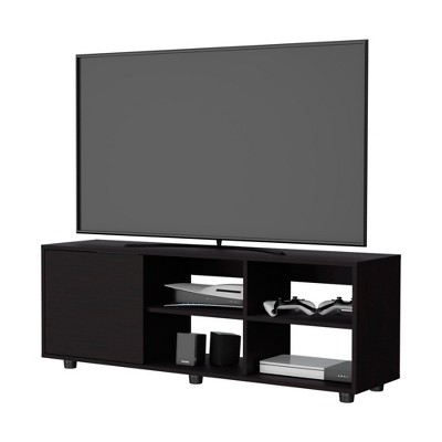 INFURNIC TV Stands and Consoles Minimalist Modern Media Cabinet with Open Shelves and Door Storage for Living Room Bedroom, Wenge, 53"*21"*5"