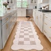 Checkered Rug Washable Rug for Living Room Non Slip Indoor Scalloped Printed Carpet Low Pile Neutral Rugs Soft Floor Cover for Bedroom Nursery - 3 of 4
