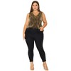 Agnes Orinda Women's Plus Size Sequin Glitter Gradient V Neck Tank Tops - 3 of 4