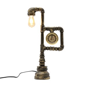 YIYIBYUS Bronze Retro Industrial Table Lamp with Clock, Modern Desk Lamp - 1 of 4