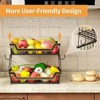 Attop 2 Tier Countertop Fruit Basket With 2 Banana Hangers, Detachable Metal Organizer For Bread Vegetable Fruits, Storage Stand Bowls, Black - 2 of 4