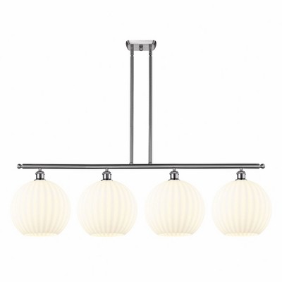 White Venetian - 4 Light Stem Hung Island In Modern Style-14 Inches Tall and 50.25 Inches Wide