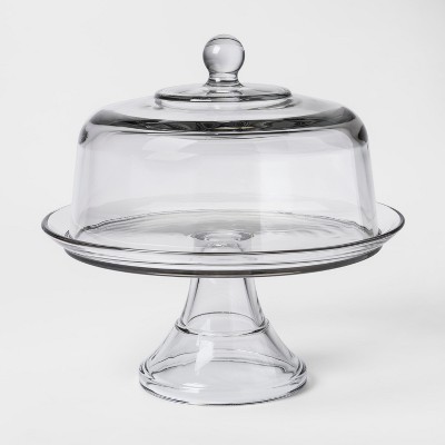 glass cake stand with dome