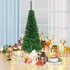 Tangkula 7.5ft Pencil Christmas Tree Pre-Lit Hinged Artificial Decoration w/ 350 Colorful Lights - 2 of 4