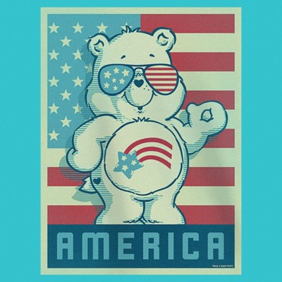 Care Bears Girl's Care Bears Retro America Cares Bear T-Shirt - Tahiti Blue - Medium — фото 2