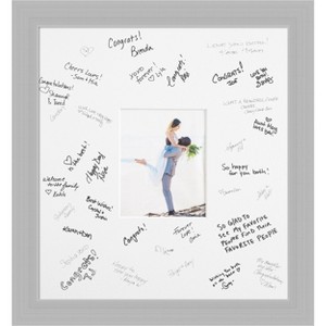 Brushed Silver Signature Mat Picture Frame – Guest Book Alternative for Weddings, Graduations, or Retirement – Autograph Photo Mat for Signature Board - 1 of 4