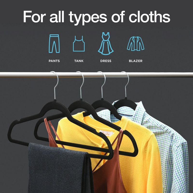 50-pack Velvet Hanger Ultra-Thin Ivory Hangers Non-slip for Skirts and Pants Hangers- Homeitusa, 2 of 9