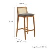Modway Monarch Wood Bar Stool with Cane Rattan Back and Padded Seat - 3 of 4