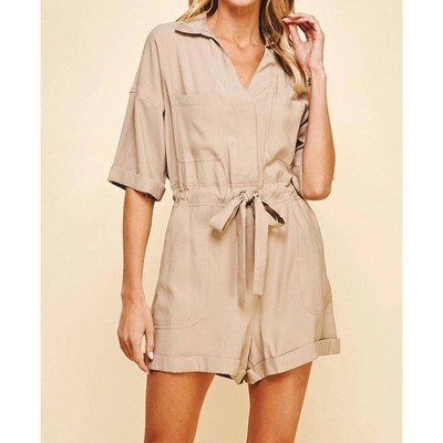 Women's Making Room Belted Romper - PINCH