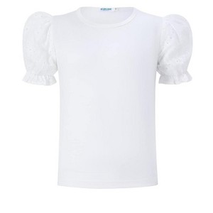 Girls Puff Sleeve Blouse Round Neck Ruffle Sleeve Shirts Girls Shirts - 1 of 4