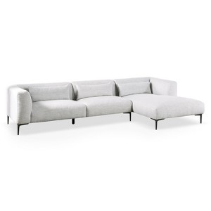 HOMES: Inside + Out Plumeria L Shaped Sectional Right Chaise with Feather Blend Cushions Light Gray - 1 of 4