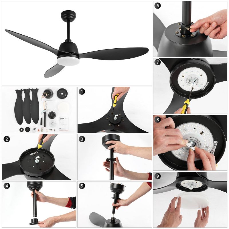 52" 1-Light Audie Iron 6-Speed Propeller Integrated LED Ceiling Fan - JONATHAN Y, 3 of 16