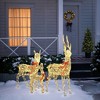 LuxenHome 3-Piece Deer Family Outdoor Holiday Decoration Set with Lights and Timer White, Red - 4 of 4