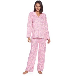 Casual Nights Women's Long Sleeve Rayon Button Down Pajama Set - 1 of 4