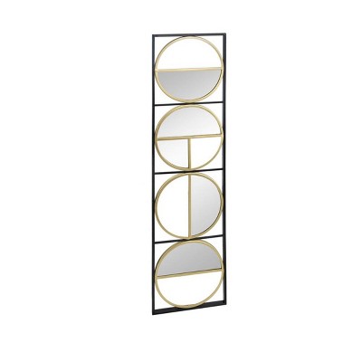 GlasFlength Decorative Wall Mirrors Wall Art Round Mirror Vanity Mirror Accent Mirror Metal Mirror for Living Room, Gold, 12.2"*0.8"*47.2"