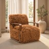 Sapphtopaz Modern Faux Fur Accent Chair with Curve Wooden Arms Upholstered Comfy Reading Chair Ultra Soft Armchair for Living Room, Bedroom - 2 of 4