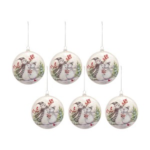 Set of 6 Snowman Disc Ornaments – Glass – 5.5 Inch Christmas Tree Decorations – By Melrose - 1 of 3