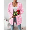 Coolmee Women's Fall Winter Long Sleeves Open Front Heart Print Knitted Sweater Cardigan Coat Outwear - 3 of 4