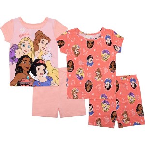 Disney Princess Toddler Girls' 4-Piece Cotton Pajama Sets - 1 of 4