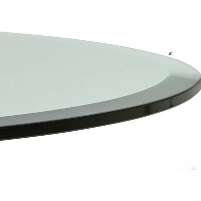 24 Inch Round Clear Tempered Glass Table Top with Beveled Edge