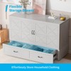 Mjkone Murphy Bed Cabinet with Built-in 3 Charging Station and 2 Storage Drawers, Solid Wood Cabinet Bed Queen Size with Mattress - 2 of 4