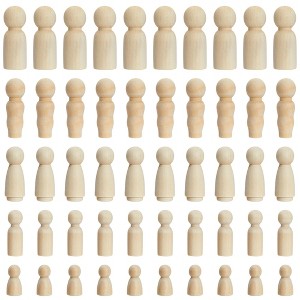 Juvale 50-Pieces Unfinished Wood Peg Dolls, Wooden People Figures for Arts and Crafts, Painting, and Games, School Projects Dollhouse Design, 5 Sizes - 1 of 4