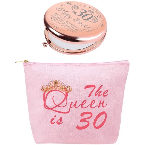 DoraDreamDeko 30th Birthday Gifts Makeup Bag And Mirror, Pink - image 1 of 4