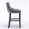 DOMETOUR Velvet Upholstered Wing-Back Barstools with Button Tufted DecorationBand Chrome Nailhead Trim Leisure Style Bar Chair Set of 2 - 2 of 4