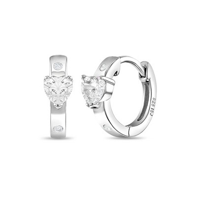 Girls' CZ Kitty Friend Hoop Sterling Silver Earrings - in Season Jewelry