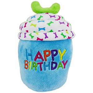 Multipet Blue Happy Birthday Cup Cake Plush Dog Toy Small - 1 of 1