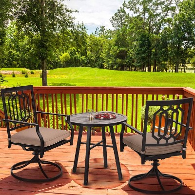 3pc All-Weather Metal/Steel Set with 2 Chairs & Round Table - Captiva Designs