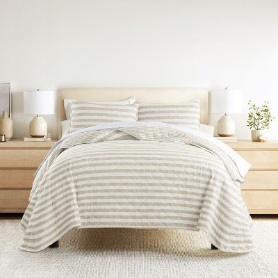 Becky Cameron All Season Coverlet Set – Super Soft Quilted Bedding in Classic Stripe Pattern by Becky Cameron, Classic Stripe Natural, Twin/Twin Extra Long — фото 4
