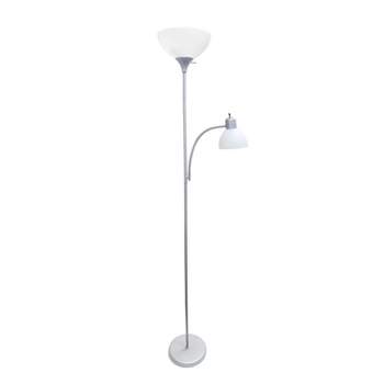 71.5" Traditional 2 Light Mother Daughter Metal Floor Lamp with Torchiere and Reading Light - Creekwood Home